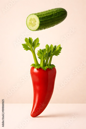 cucumber and pepper and parsley