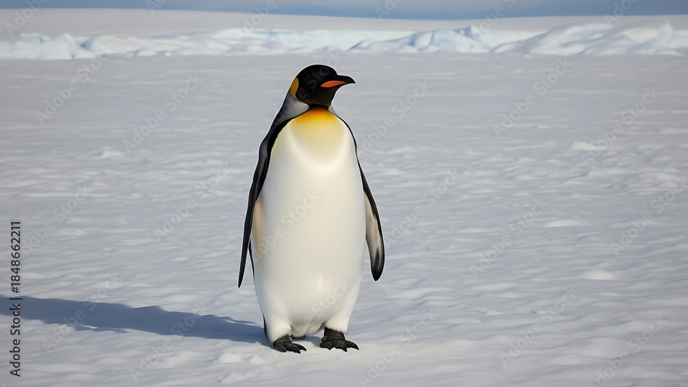 Fototapeta premium King penguin standing on snowy ground