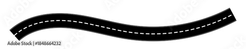 Roadmap curvy road. Roadmap with stages. Top view on a curved highway road map. Roadmap diagram Vector illustration, PNG, JPG. 