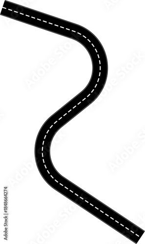 Roadmap curvy road. Roadmap with stages. Top view on a curved highway road map. Roadmap diagram Vector illustration, PNG, JPG. 