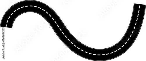 Roadmap curvy road. Roadmap with stages. Top view on a curved highway road map. Roadmap diagram Vector illustration, PNG, JPG. 