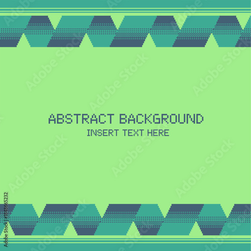 Abstract Spiral Ribbon Frame Background, Green Tone GB-esque Pixel Art Styled Graphics