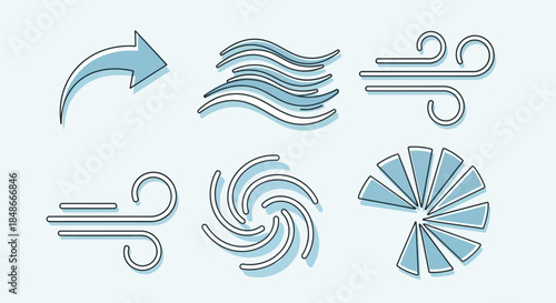 Vector Illustrations of Wind and Air Movement.