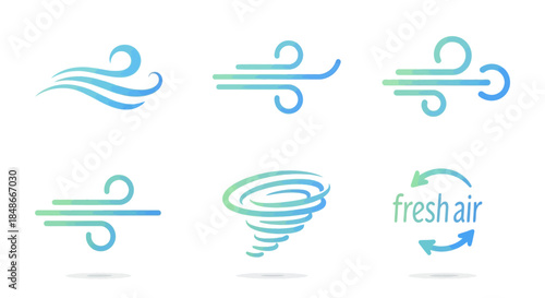 Various Stylized Illustrations of Air and Wind.