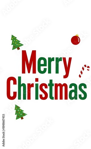 letter Merry Christmas with red and green colour. Word Merry Christmas 