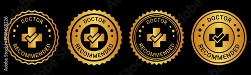 Gold Doctor Recommended Badge Logo Set Design