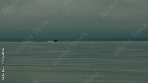 a boat on the german chiemsee lake 4k 25fps video