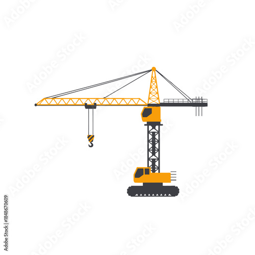 Construction crane towering over a construction site with a modern design and safety components