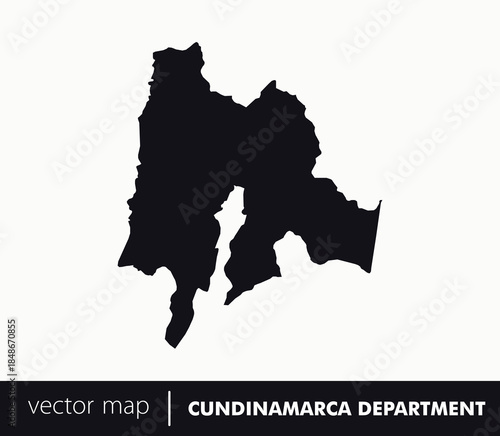 Minimal silhouette map of Cundinamarca Department, Colombia with Bogotá capital. Ideal for education, infographics, travel branding and central Colombia visuals.