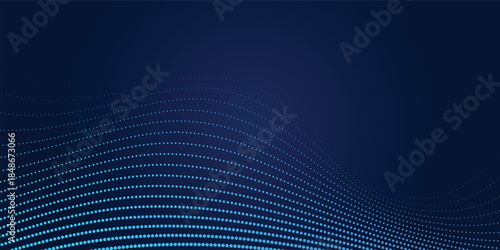 Dot blue wave light screen gradient texture background. Abstract  technology big data digital background. 3d rendering.