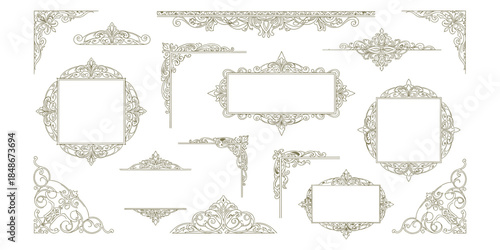 Victorian Filigree Frame Collection Ornamental Borders and Luxury Corners