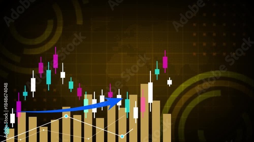 2026 Financial Chart with Candlestick Graph and Arrow Animation
