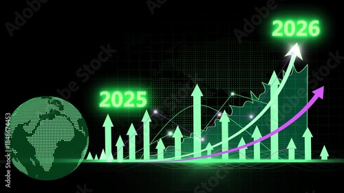 Futuristic Financial Growth Chart for 2025 to 2026 Animation