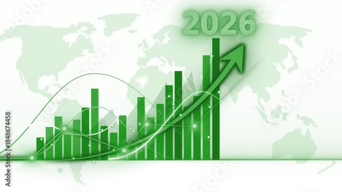 2026 Global Business Growth with Bar Chart and Arrow Animation