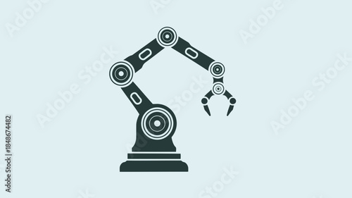 Robotic arm illustration with mechanical joints and a gripper, isolated on
