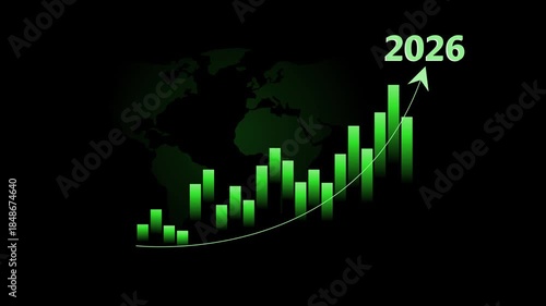 Upward Trend Bar Graph with 2026 Projection Animation