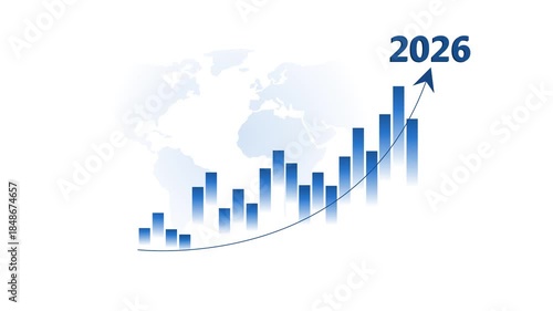 Upward Trend Bar Graph with 2026 Projection Animation