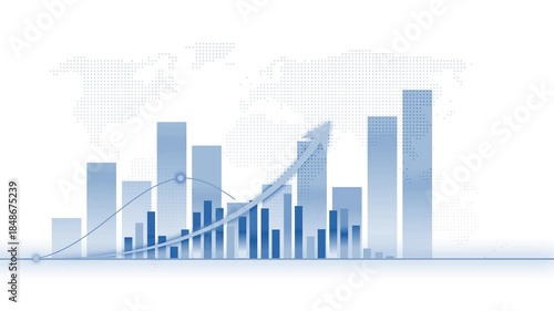 2026 Financial Business Growth Chart with Upward Arrow Animation on White Background