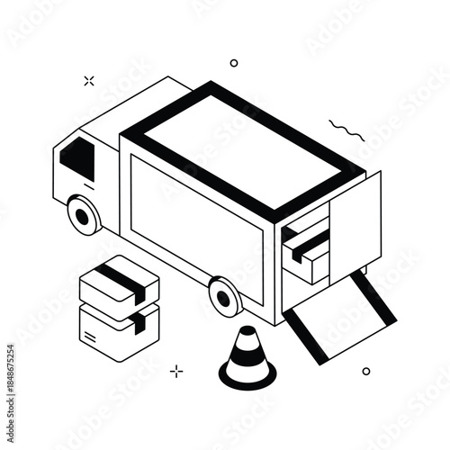 Check this creatively designed amazing illustration of container loading