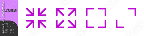 Expand, minimize and fullscreen icons with arrow and resize icons for navigation, expansion, and adjustment . Perfect for web, app interfaces. Color icon set