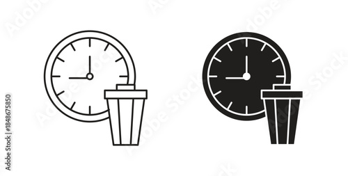 Time waste icon with glyph and line. black vector icons for Web UI