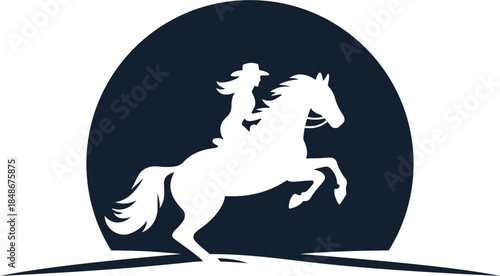 silhouette jumping horse and woman color black