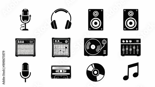 Collection of Music and Audio Equipment Icons.