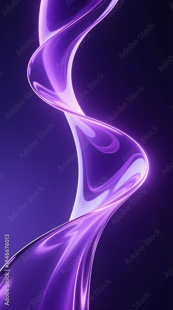 Naklejka premium Vertical Abstract Purple Neon Light Waves Flowing On Dark Violet Background