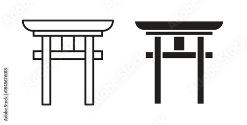 Torii gate icon with glyph and line. black vector icons for Web UI