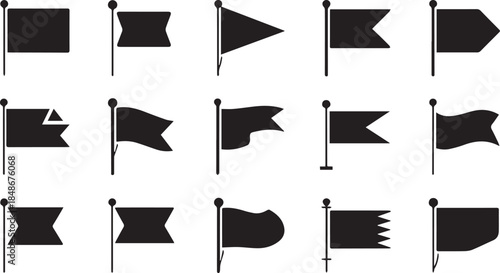 Hand drawn flags. Monochrome labels. Wanderlust style pennants