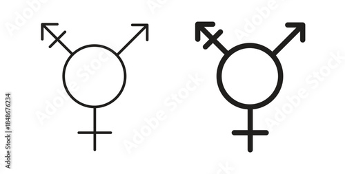 Transgender icon with glyph and line. black vector icons for Web UI