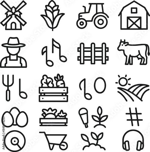 Grains and cereals doodle icon set. Cute hand drawn sketch illustrations of rice, oats, corn, quinoa, agriculture grains, barley, millet. Black and white art for food ingredients.