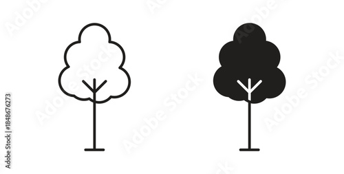 Trees icon with glyph and line. black vector icons for Web UI