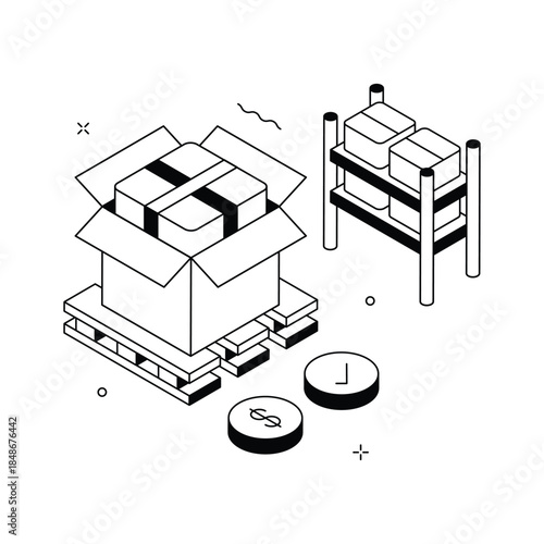 Parcel illustration showing packaging, handling, and logistics operations