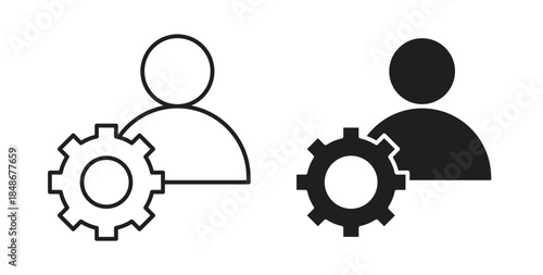 User gear icon with glyph and line. black vector icons for Web UI