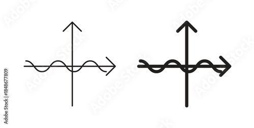 Wave sine icon with glyph and line. black vector icons for Web UI