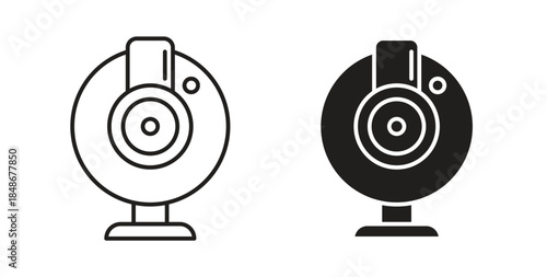 Webcam icon with glyph and line. black vector icons for Web UI