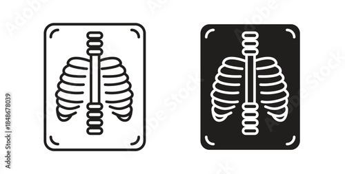 X ray icon with glyph and line. black vector icons for Web UI