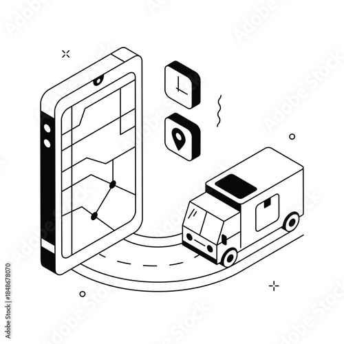 Creatively designed amazing isometric illustration of parcel tracking