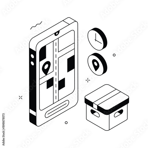 Delivery tracking illustration showing realtime shipment and logistics updates