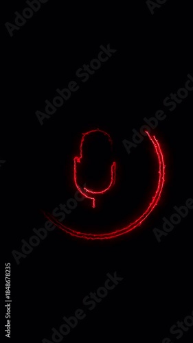 Podcast electric effect text animation isolated on black background.	