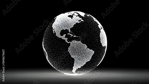 Glowing Earth Globe Resting on a Dark Surface with Soft Shadow.