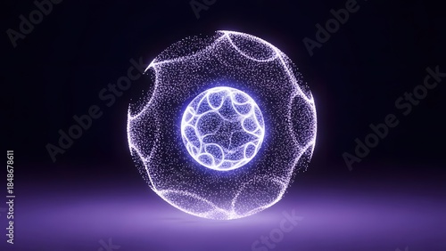 Glowing Cellular Orb with Neural Network Illumination.