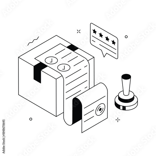 Delivery documentation, order confirmation concept isometric illustration