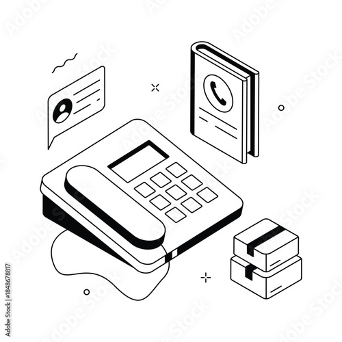 Customer service isometric illustration, delivery support and logistics communication