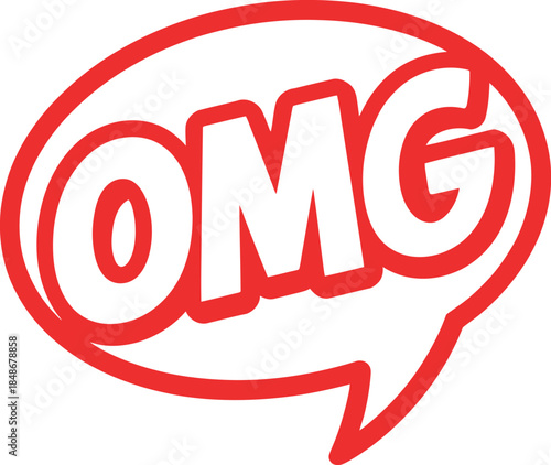 OMG Pop Art Vector Typography Graphic with Comic Explosion Bubble and Shocked Expression