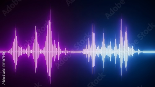 Vibrant Neon Audio Waveform Abstract Visualization.