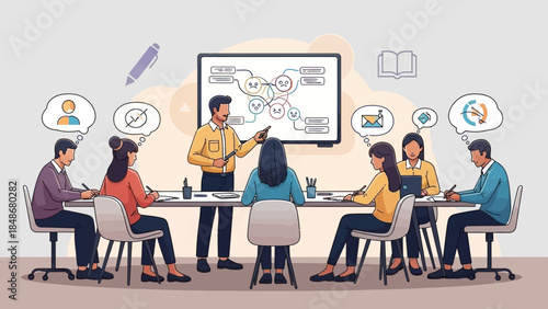 professional team collaboration and strategic planning in a modern office environment with digital