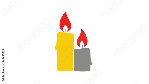 burning candle isolated on white background