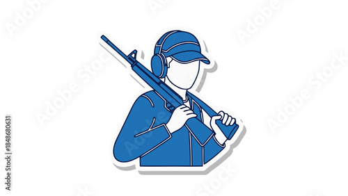 hand holding a blue paper bag